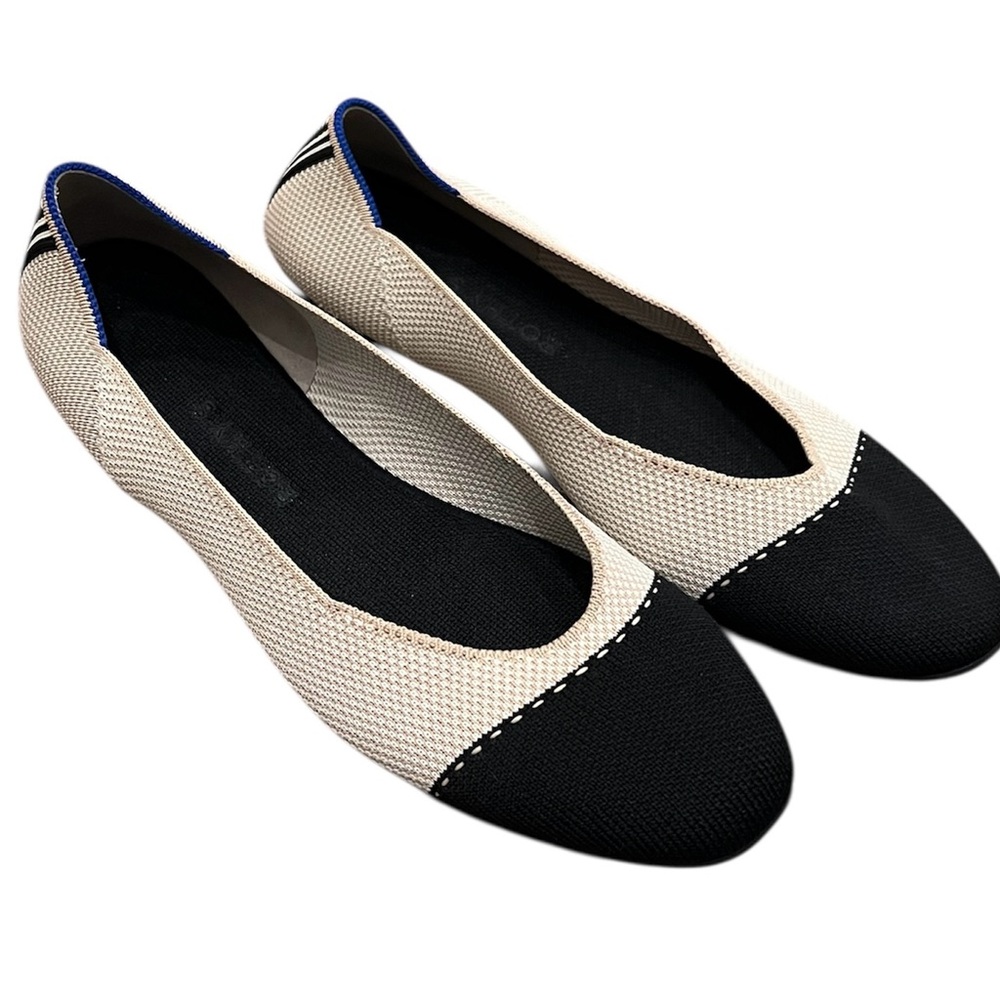 Rothy's Cream and Black Ballet Flats